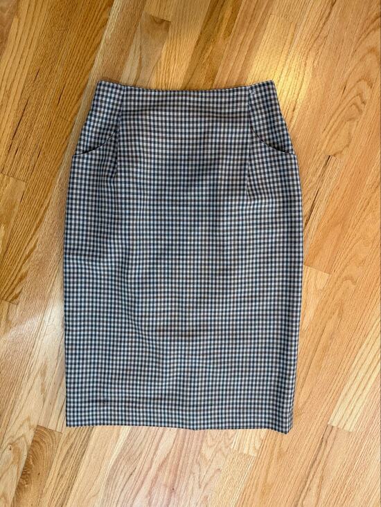 Gianni Sport Dresses & Skirts - Gianni Sport Tan Multicolor Plaid Midi 100% Wool Pencil Skirt, Sz 8